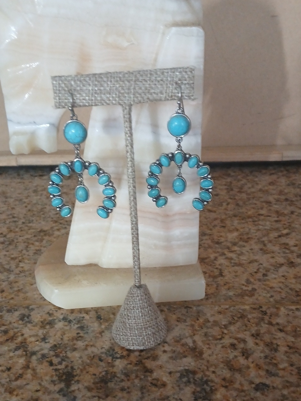 ICON Turquoise Stone Hoop Drop Earrings